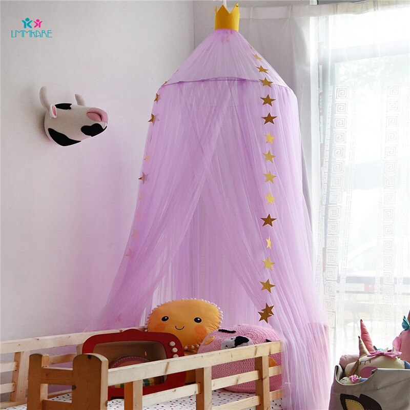 Katoenen Baby Wieg Netting Kids Infant Dome Klamboe Star Fantasie Licht Garen Baby Bed Gordijn Kinderkamer Decoratie Unisex