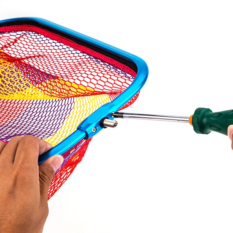 Aluminum Alloy Fishing Dip Net Landing Net Non-foldable Fishing Gear Hand Net Mesh FO432