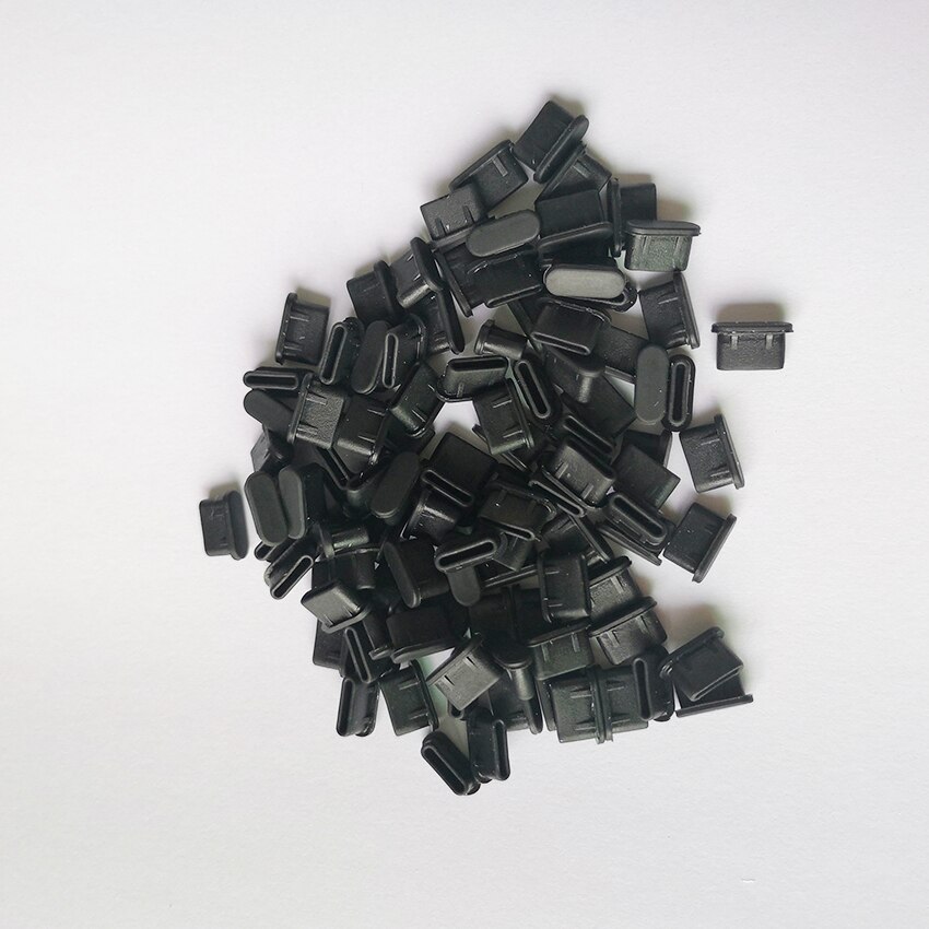100Pcs porta di ricarica USB tipo C spina antipolvere copertura in Silicone per Samsung Huawei Xiaomi accessori per smartphone 100 pezzi: Black