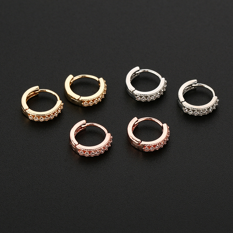 Meisjes Kleine Hoepel Oorbellen Golden/White Crystal Stud Minimale Hoops Tiny Earring Piercing Sieraden Voor Vrouwen Binnen 9 mm