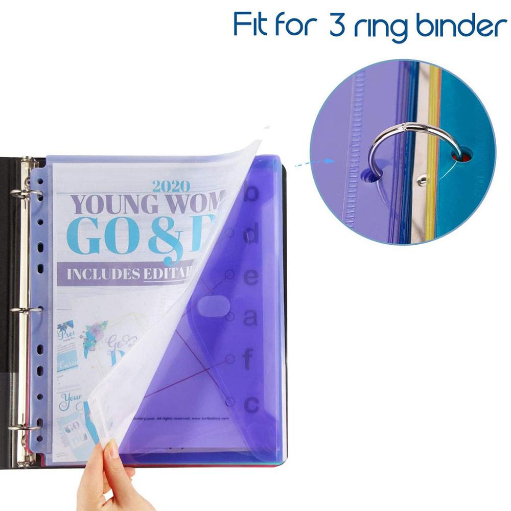 Archivador de plástico transparente con 11 orificios, 5 uds., tamaño de las letras, 8 1/2x11, bolsas de papel para archivador de 2/ 3/4 anillos