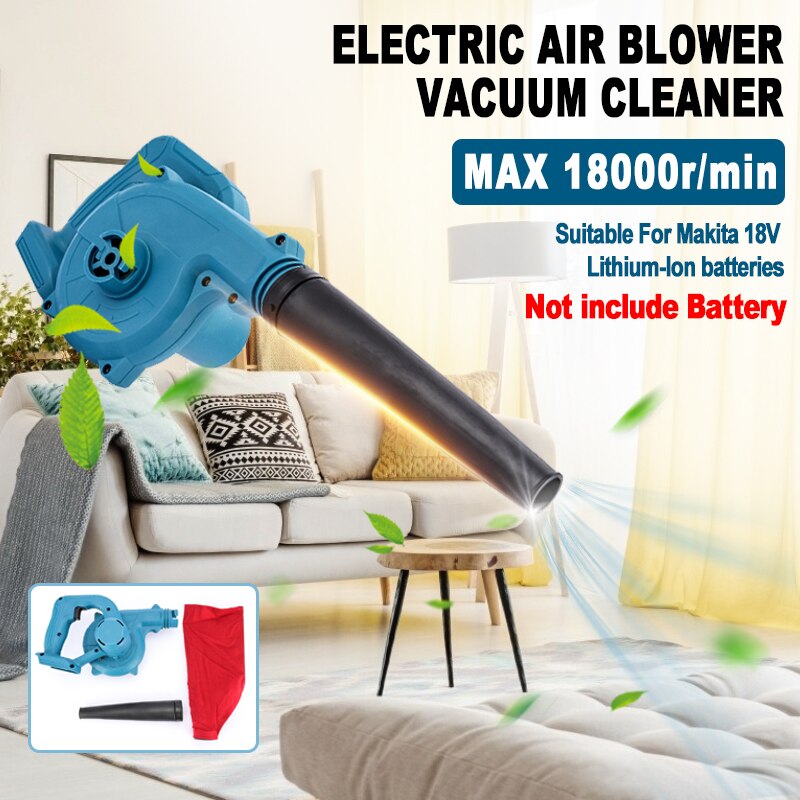 18V Blue Electric Air Blower Vacuum Cleaner Cordless Blower Car Computer Dust Collector Soot Blower High Power Power Tool