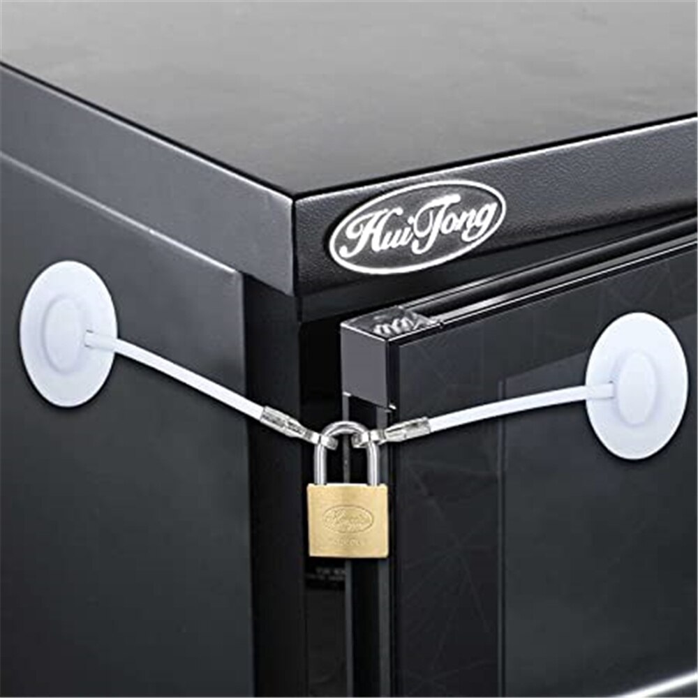 1 pc Baby Safety Freezer Lock With Padlock Security Fridge Refrigerators Door Lock Child Proof Window Lock Drawer Lock: white