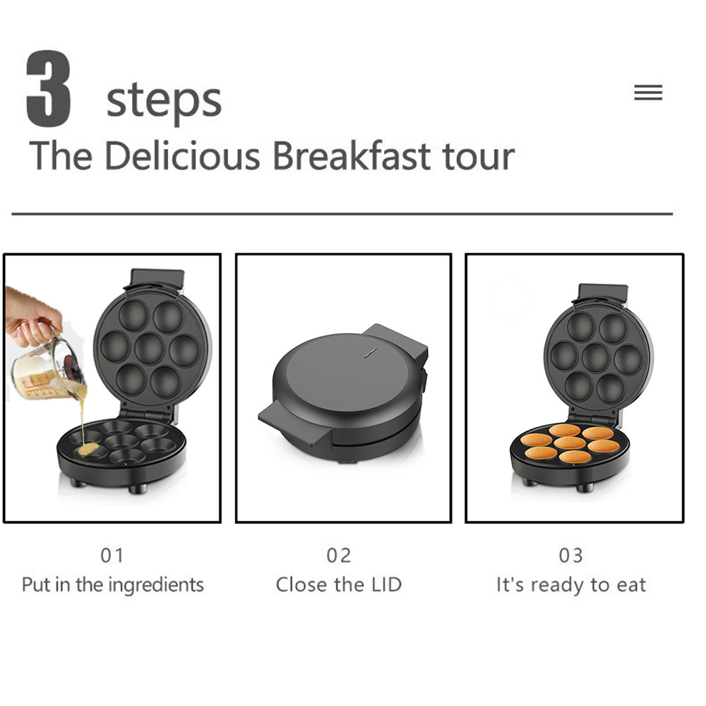 Elektryczna maszyna robić robienia babeczek robić użytku domowego Urządzenie robić robienia babeczek 1000 W Maszyna robić robienia ciast z powłoką nieprzywierającą Powierzchnia sprawia, że 6 ciastek na filiżanki robić maszyny śniadaniowej