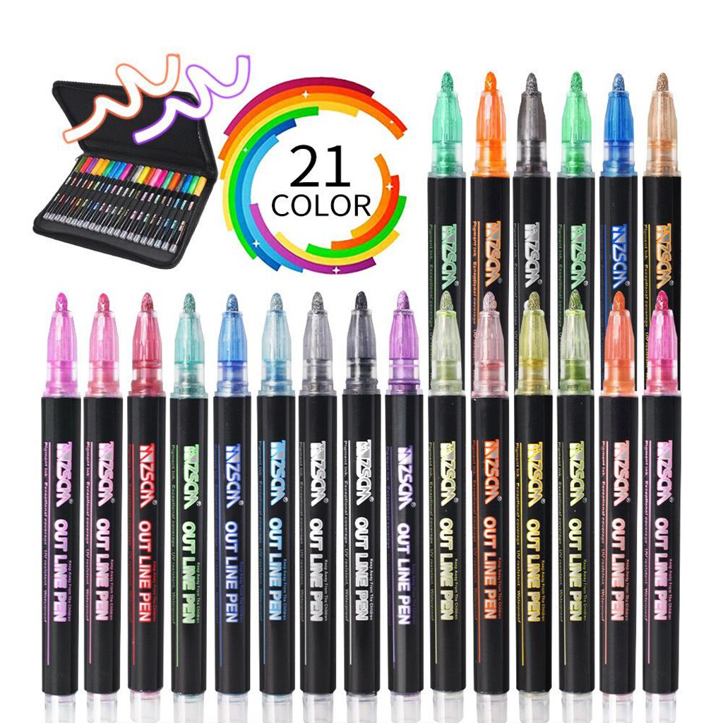 Double Line Outline Pens Cards Marker Scrapbooking Art Craft Kids Xmas