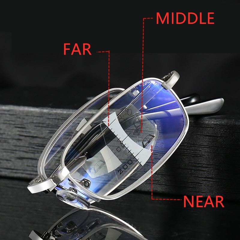 Vouwen Anti Blue Ray Leesbril Progressieve Multifocale Bifocale Mannen Vrouwen Opvouwbare Lichtgewicht Auto-Focus Verziend Glas