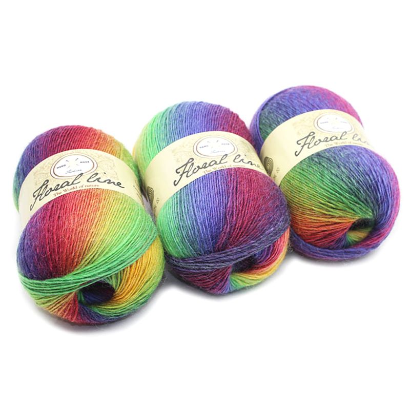 Soft Worsted Yarn Rainbow Gradient Colors DIY Baby Knitting Wool Shawl Scarf Crochet Thread Supplies: 12