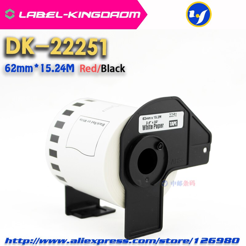 1 Roll Compatible DK-22251 Red/Black Double Color Label 62mm*15.24M DK-2251 Continuous Label Come With Plastic holder