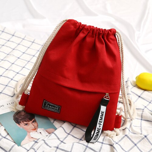 Prosty plecak dla kobiet moda brezentowy sznurek plecak Trend żeński plecak nastolatek plecak studencki plecak szkolny plecak: style B red