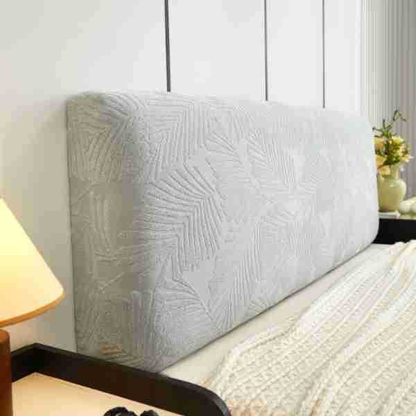 Dikker Jacquard Bed Hoofdeinde Cover Zachte Elastische Bed Head Cover Bladeren Gedrukt All-inclusive Bed Hoofdeinde Stofdichte Protector: 110*65 / Licht Groen