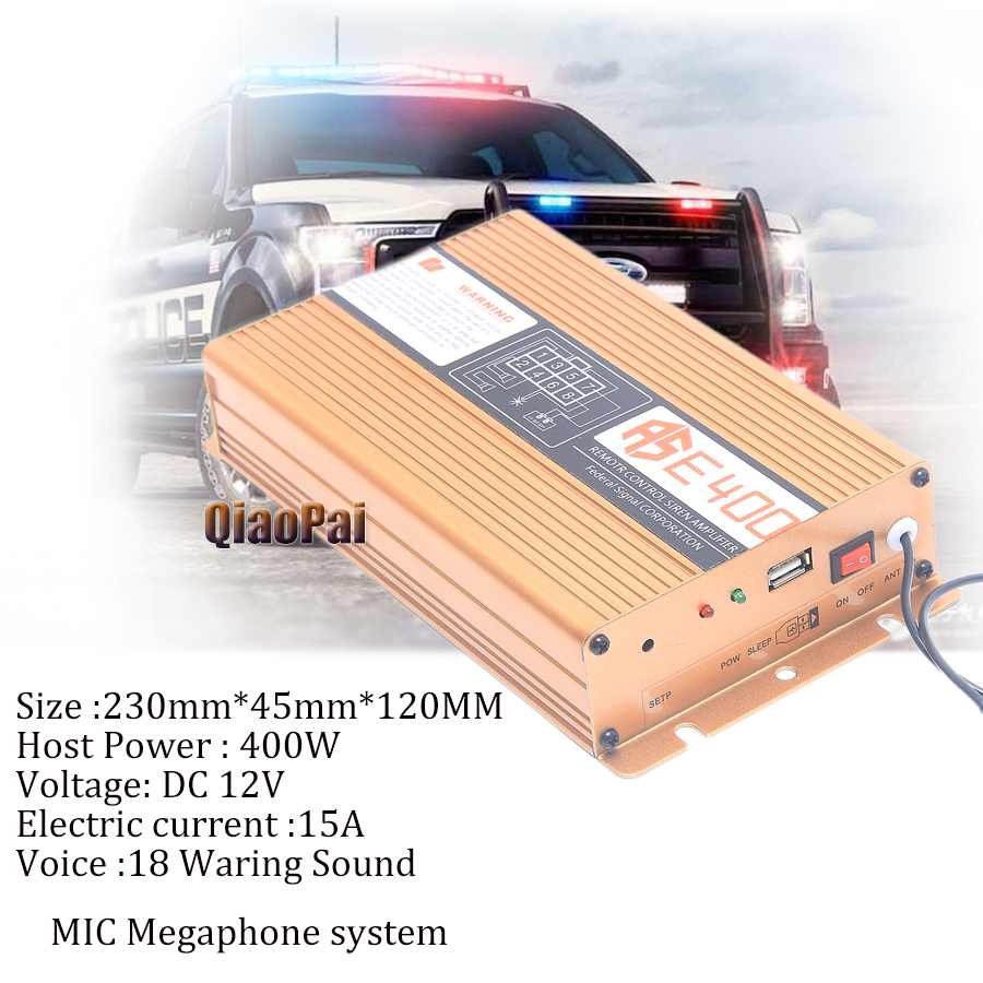 Bocina de emergencia para vehículos, sistema de micrófono de megafonía, sirena de coche, sirena de tono de fuego, sonido de sirena de policía, bocina de electrón, 200W, 400W