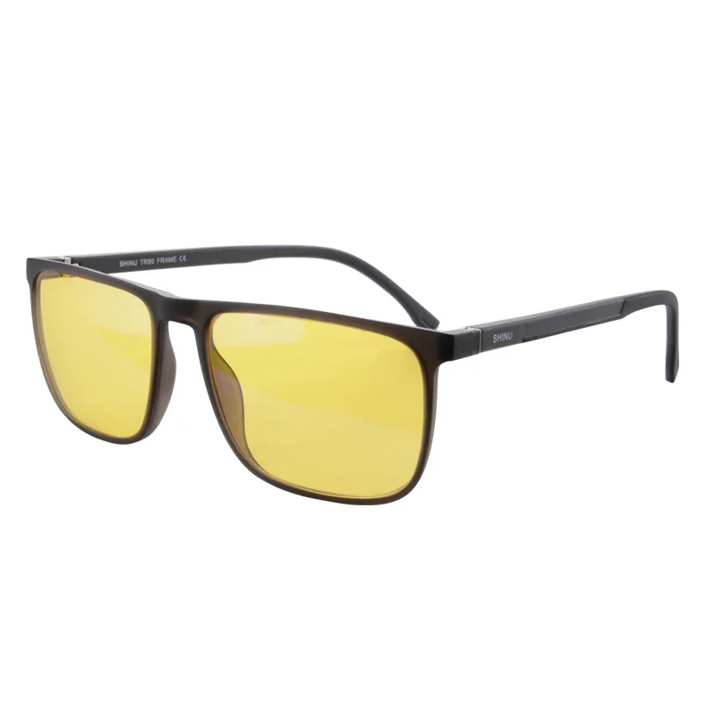 Óculos bloqueadores de luz azul SHINU com lentes vermelhas protegem seus olhos de tensão digital Óculos de bom sono Homens Lente de olho vermelho: CINZA