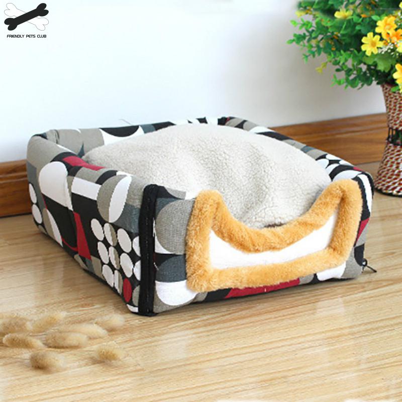 Confortable chat grotte belle Bow chiot hiver lit maison chenil polaire doux nid pour petit moyen chien maison pour chat