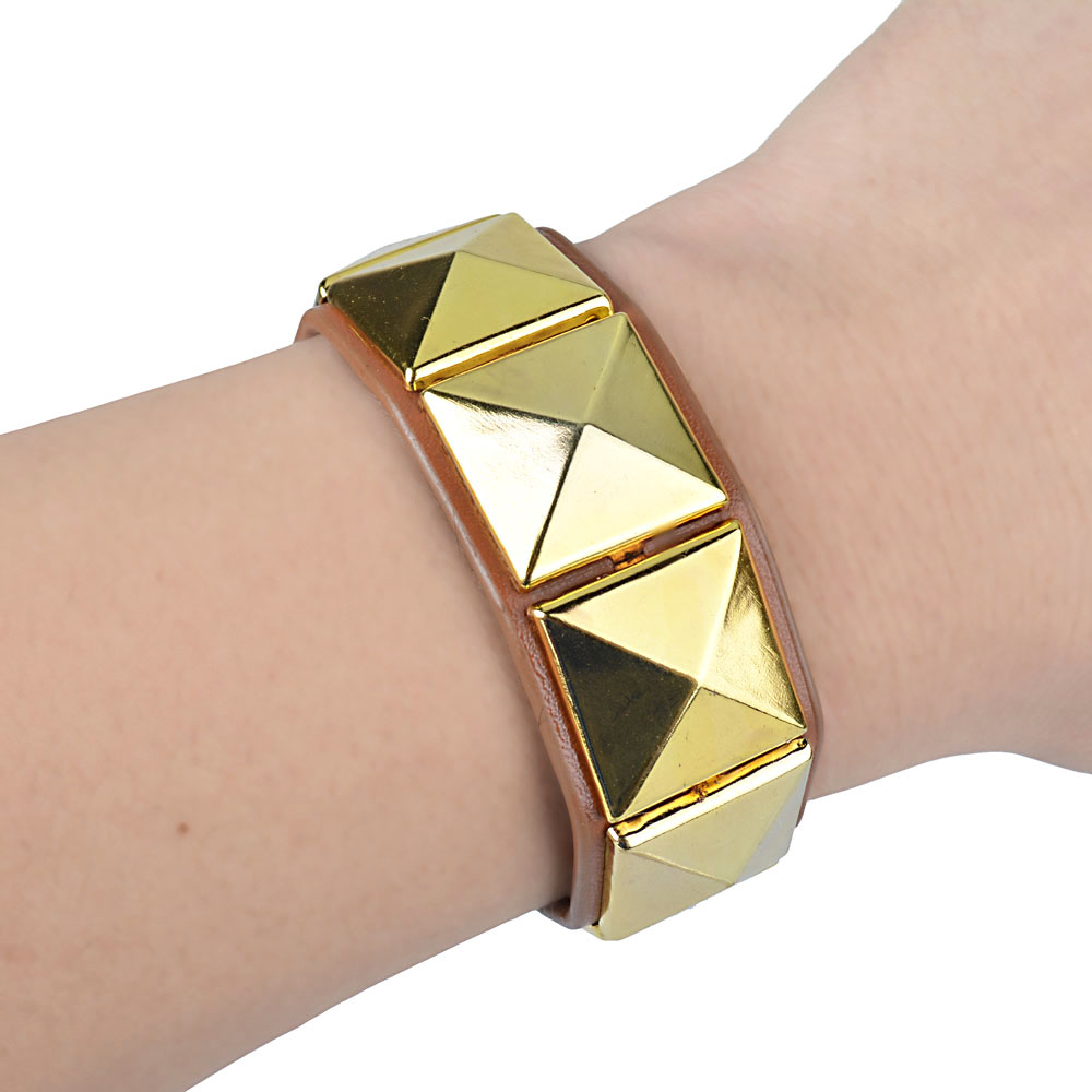 Kirykle Gold nieten Punk pyramiden-Armbinde aus kunstleder mit nieten für damen