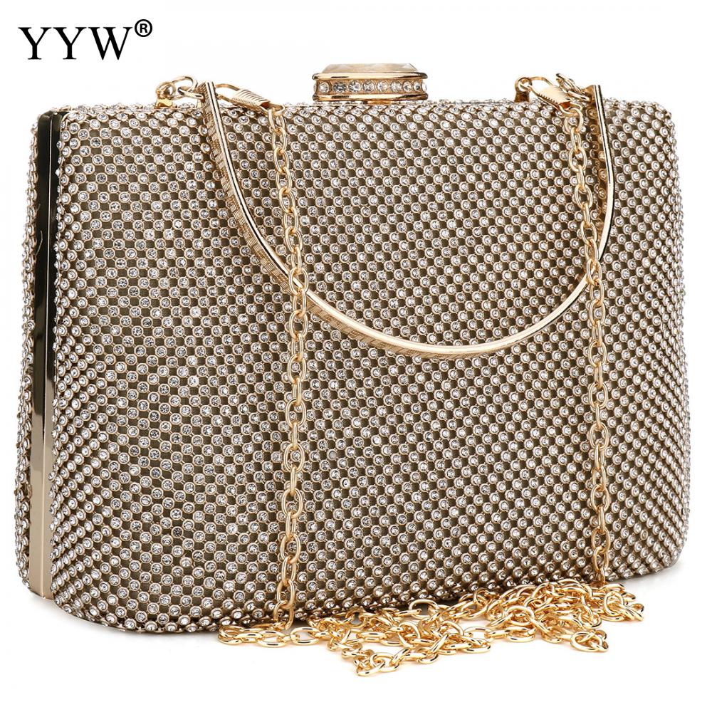 Bolsa feminina de embreagem oco com strass de vidro ouro bolsa de ombro bolsas de luxo bolsas femininas designer bolsa feminina