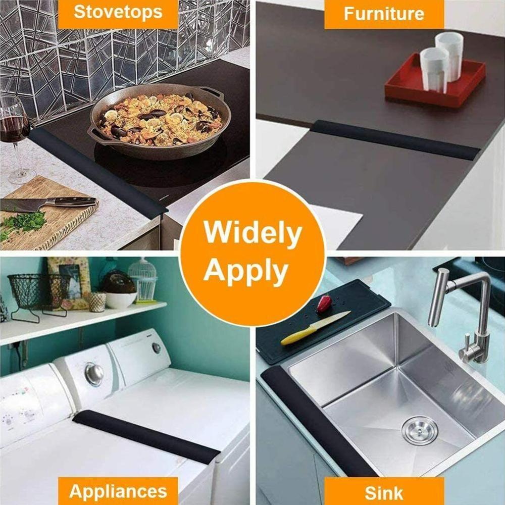 1PC Kitchen Silicone Gas Stove Counter Gap Cover Sealing Strip Easy-to-clean Heat-resistant Wide And Long Gap Filler