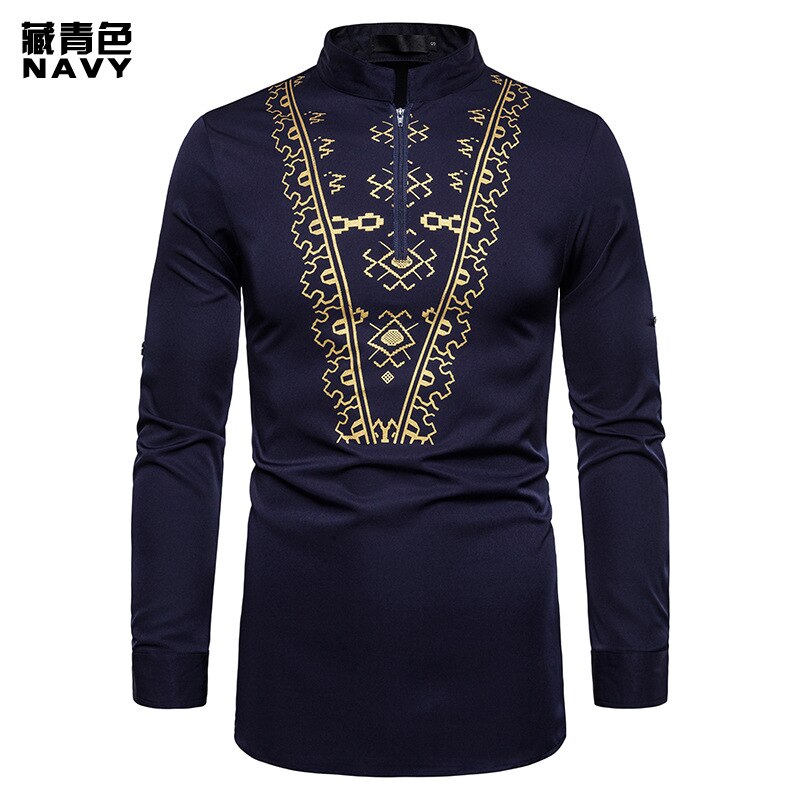 3 farben herren-Casual Shirt Drucken Totem Lange Hemd Afrikanische Wind Shirt
