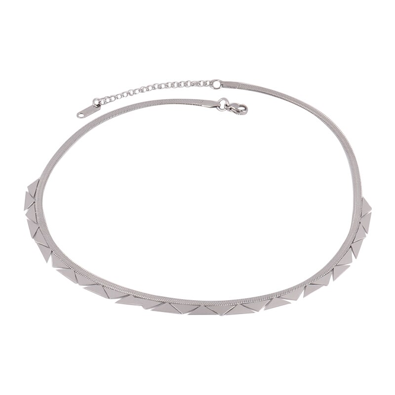 Trendy Stainless Steel Necklace For Women Gold Silver Color Round Geometric Pendant Necklace Choker Snake Chain Necklace Jewelry: B0148