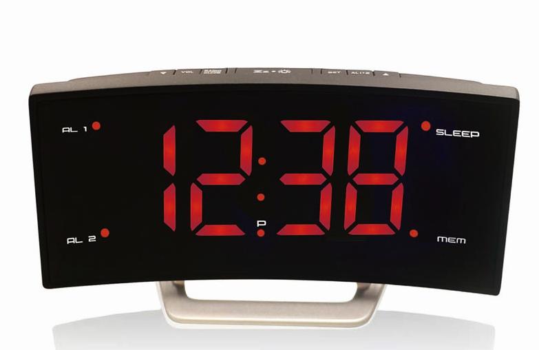 LED Digital Clock FM Radio Alarm Clocks Electronic Table Mirror Watch Smart With Luminous For Office Bedroom Large Display: C