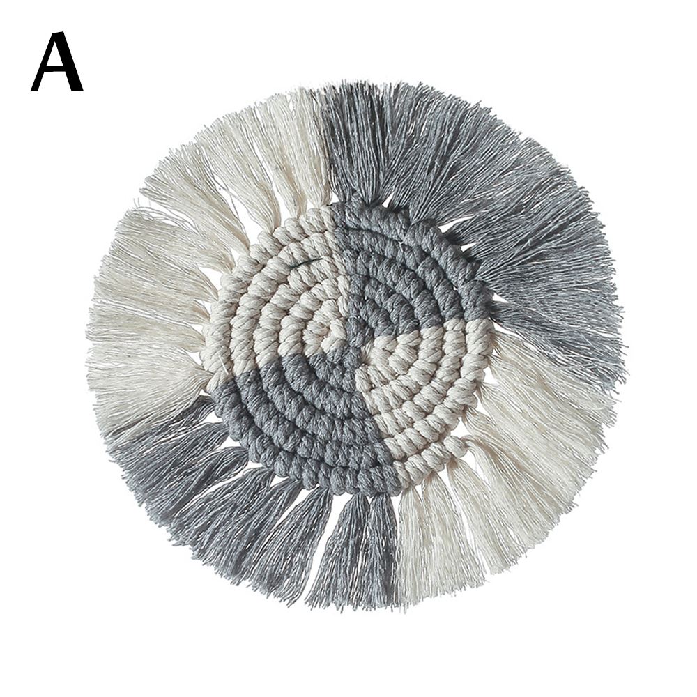 Napperon en macramé du nord de l'europe, nappe bohème, pur fait à la main, tapis de Table en coton tressé, tapis isolants antidérapants pour la cuisine: A