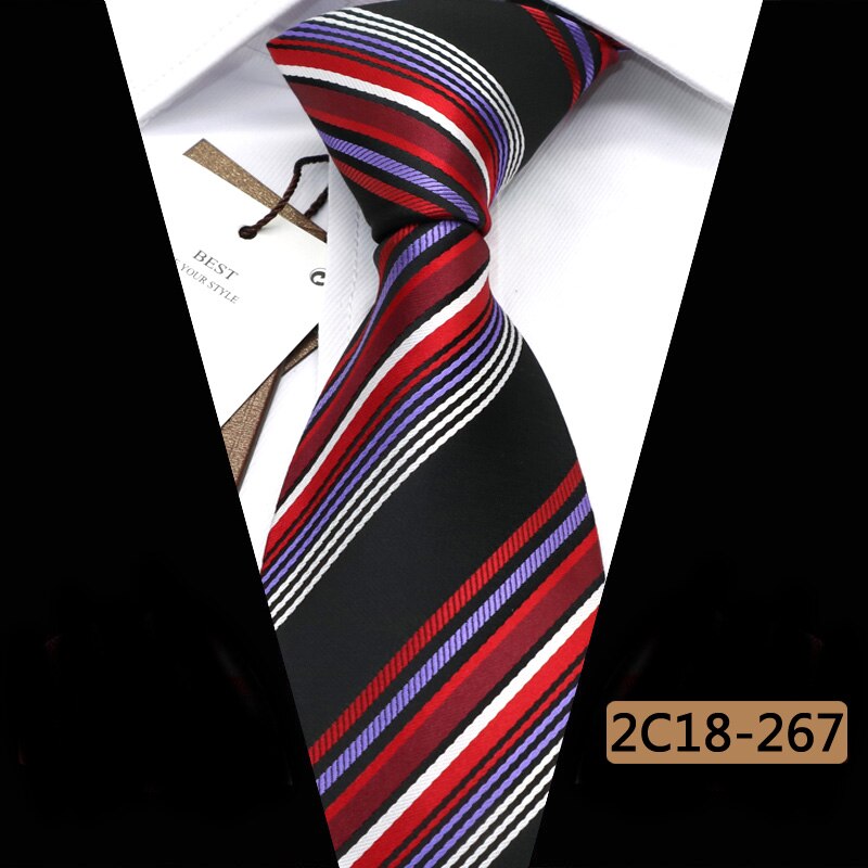Yishline mænd slips 16 farve stribet business slips herre slips 8cm jacquard bryllup corbatas til hombre tilbehør: 2 c 18-267