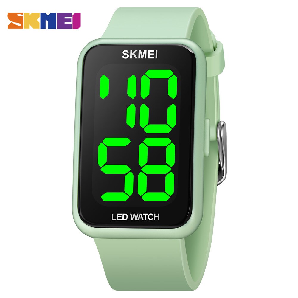 Skmei LED-digitaluhr mit datumsanzeige für damen, oben-marken, wasserdicht bis 5 Bar, damenuhr, relogio feminino: Grün