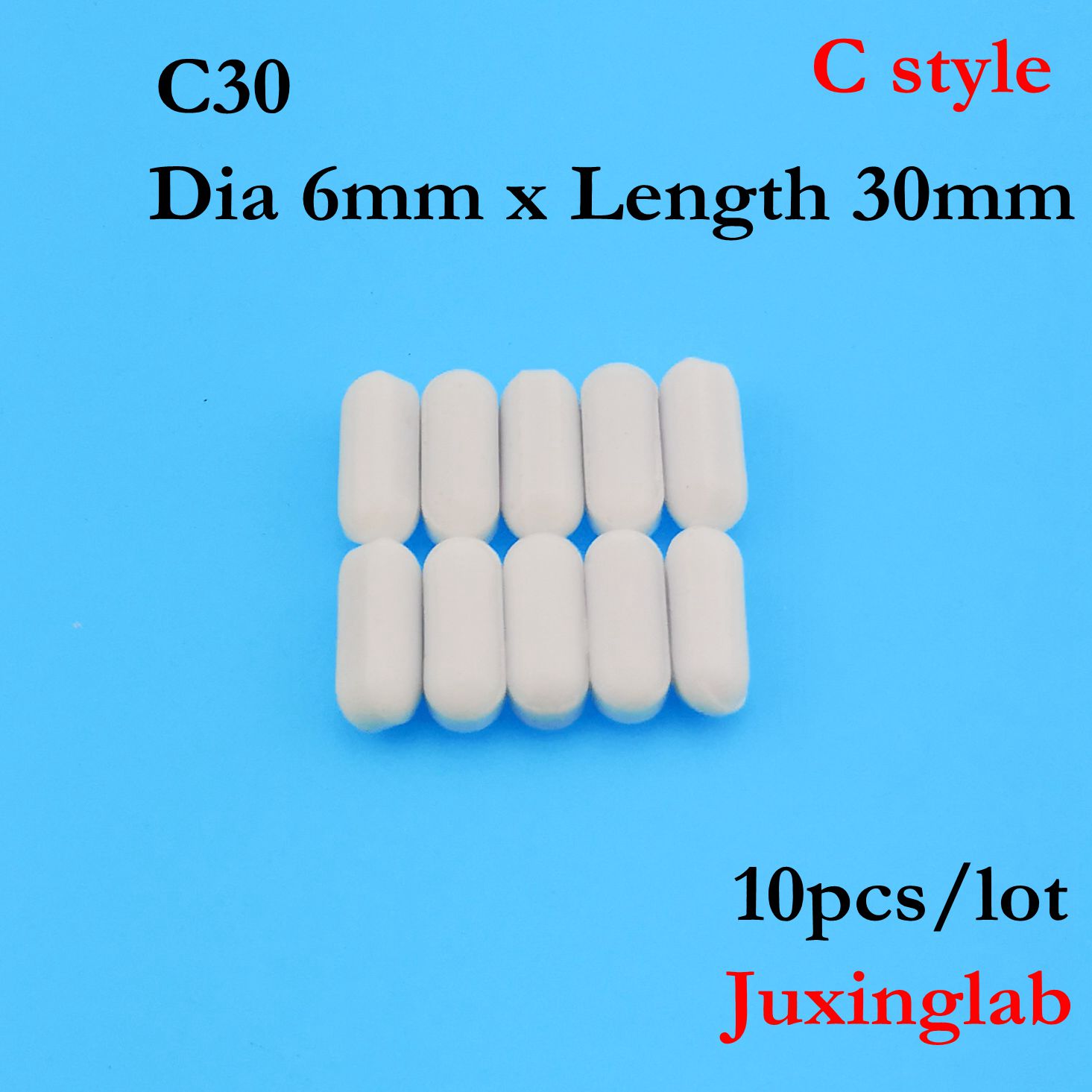 laboratory PTFE Magnetic Stirrer Mixer Stir Bar C Style C30 Dia6mm x length 30mm 10pcs/ pack