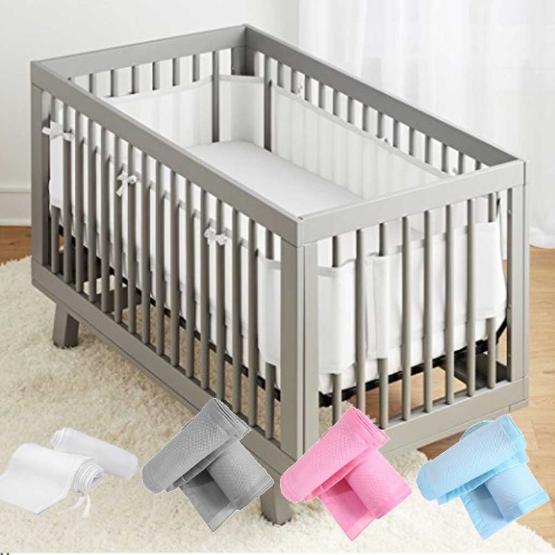 4 côtés bébé respirant maille berceau doublure bébé lit pare-chocs maille enfants pare-chocs berceau doublure bébé lit ensembles lit autour du protecteur