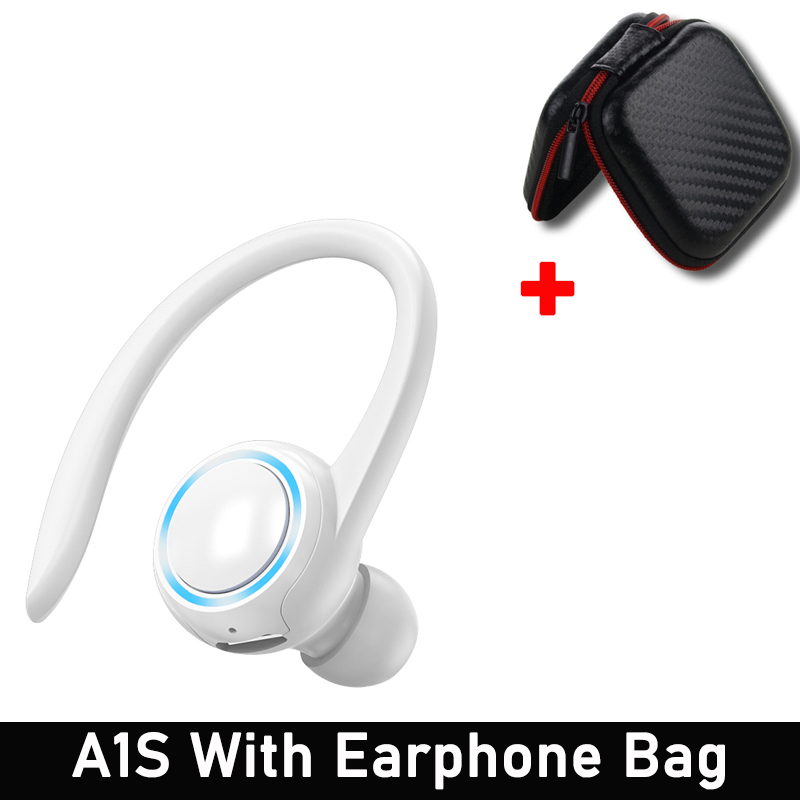 VAORLO-auriculares inalámbricos M-F8, cascos con Bluetooth 5,2, gancho para la oreja, Mini auriculares de negocios, cancelación de ruido de graves HIFI, Auriculares deportivos para juegos: Gris oscuro