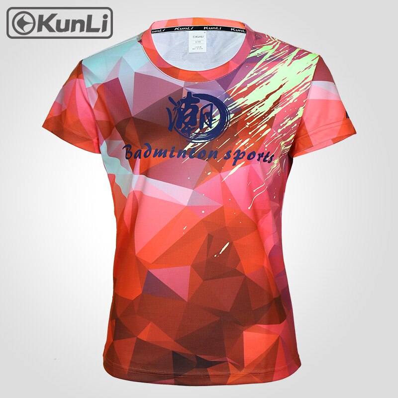 Kunli short sleeved tennis shirt women outdoor sports badminton clothing running clothing T-shirt basketball Volleyball shirt