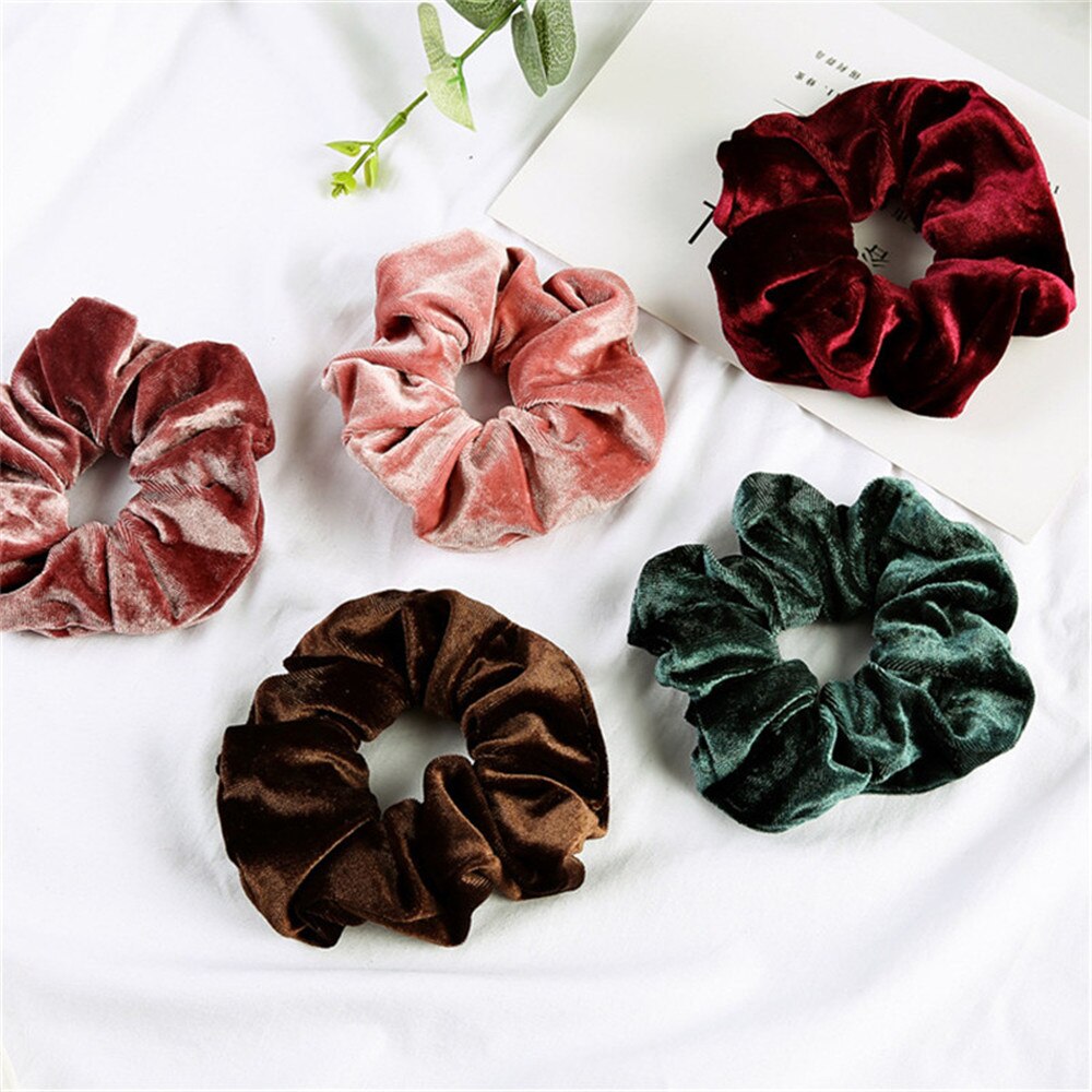 Pinza de pelo de terciopelo para mujer, coleteros sólidos para niña, banda de goma elástica, diadema navideña, accesorios para el cabello