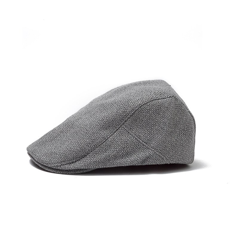 Showersmile Zomer Heren Baret Linnen Platte Pet Verstelbare Krantenjongenspet Ademend Vintage Effen Oranje Ivy Eendenbek Hoed: Gray