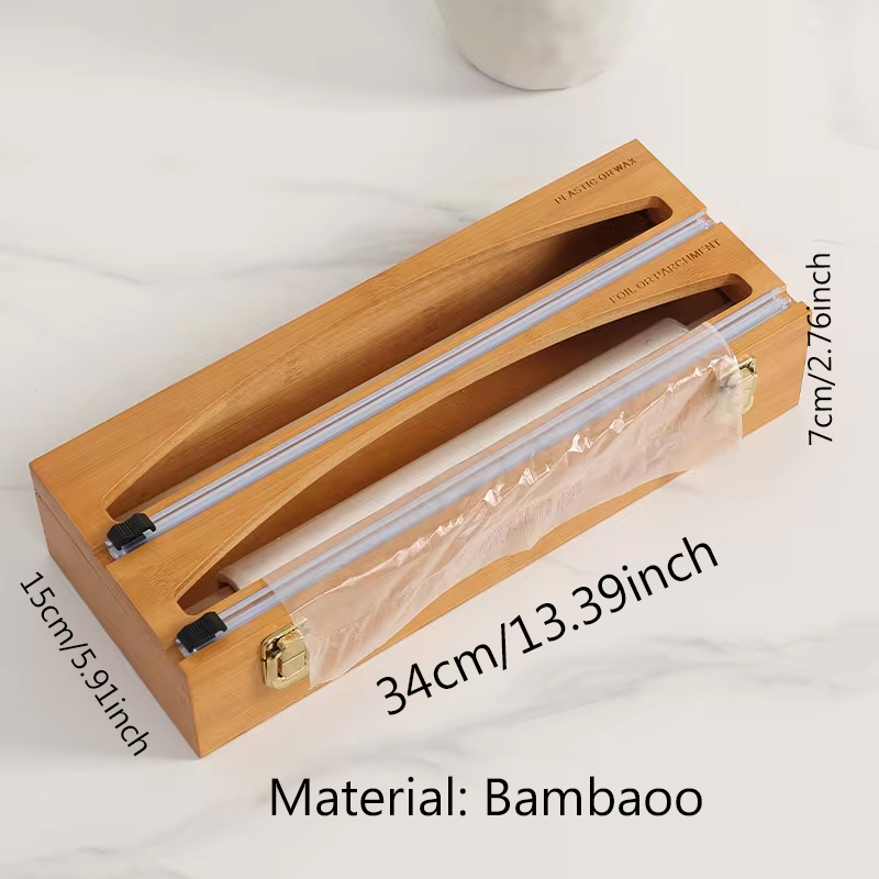 Heißer 3 in 1 Kunststoff wickeln Spender mit Cutter Lebensmittel wickeln Frischhaltefolie Lagerung Organizer Acryl Folie Organizer für Küche Schublade: Rose Gold