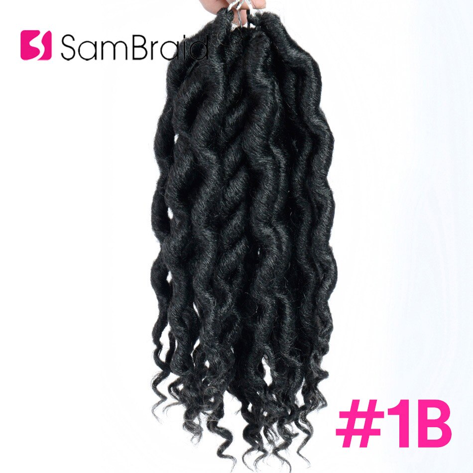 SAMBRAID Goddness Faux Locs Curly Crochet Hair Extensions 12 Inch 100G/pack Synthetic Twist Hair Soft Lock Braids For Women: #1B / 3Pcs/Lot