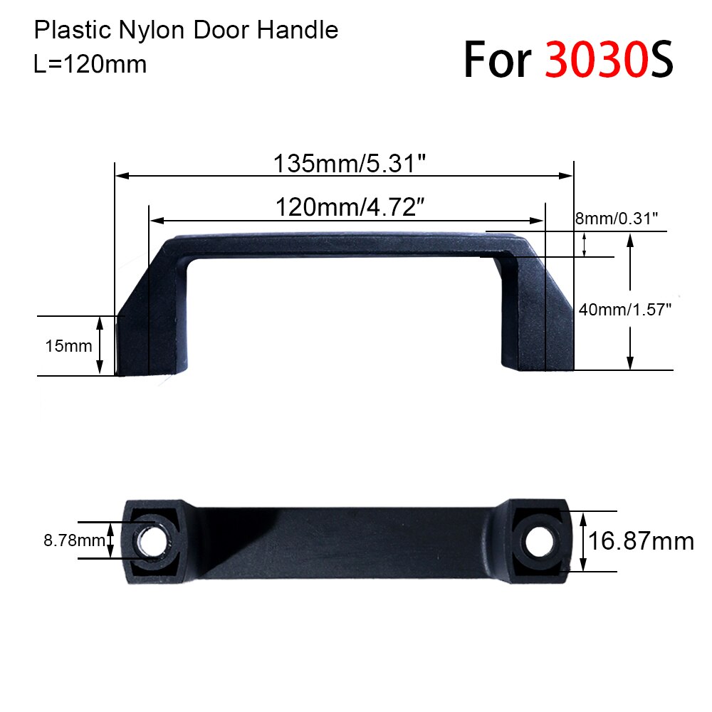 2 stk plast nylon t slids sort dørhåndtag til aluminium ekstruderingsprofil  /3030/4040/4545 sereis 90mm - 180mm