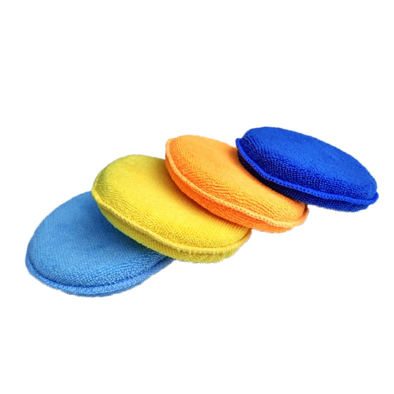 Esponja de microfibra para pulir y fregar, herramienta de limpieza de automóviles, esponja de microfibra redonda para pulir y limpiar el coche