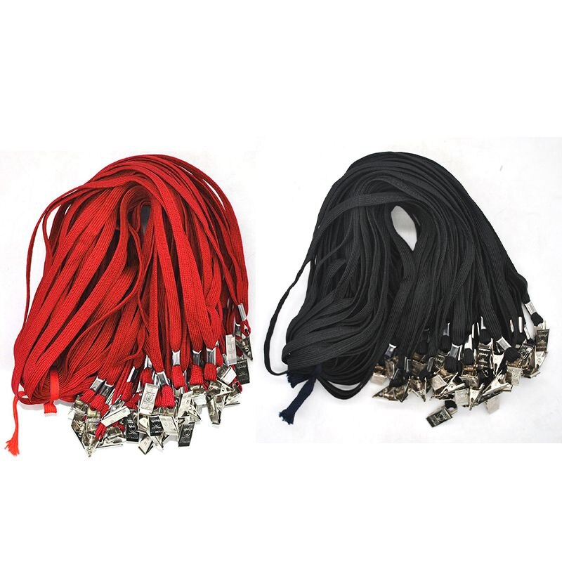 100x Rood/Zwart Lanyards Badge Lanyards Met Clip Office Neck Platte Bulk Lanyard Met Badge Bulldog Clip