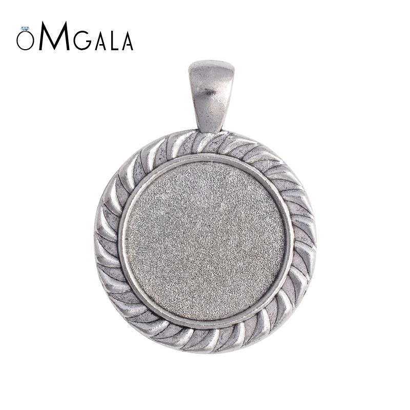 10pcs 20mm Inner Size Antique Silver Plated And Bronze Simple Style Cabochon Base Setting Charms Pendant