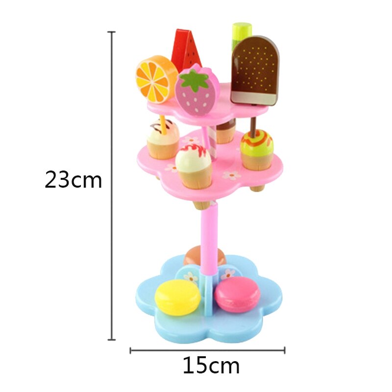 Sweet Treats Ice Cream and Desserts Tower Stand - Simulation Food Cake Ice Cream Kitchen Play Food Toy Set for Kids (22 Pcs)