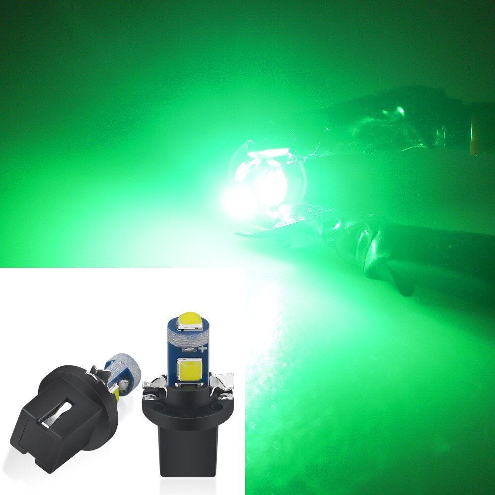 Ampoule led T5 B8.5 B8.5D 3030-3SMD, 20 pièces, indicateur de jauge, lumières intérieur du tableau de bord, lampe latérale, dc 12v: (B8.5)GREEN