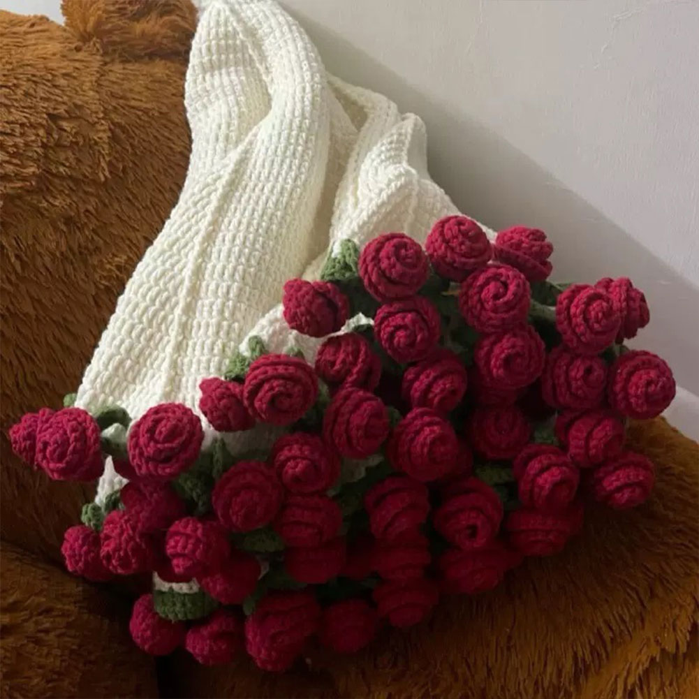Couverture de Bouquet de fleurs, Bouquet de roses de la vallée, Kit de crochet, Bouquet de fleurs, couvertures tricotées, DIY bricolage