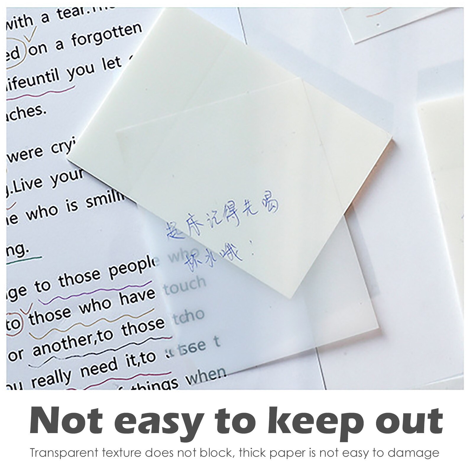 50pcs Transparent Sticky Note Pads Colorful Waterproof Self-Adhesive Sheets Notepad School Office Supplies Stationery 70x95mm