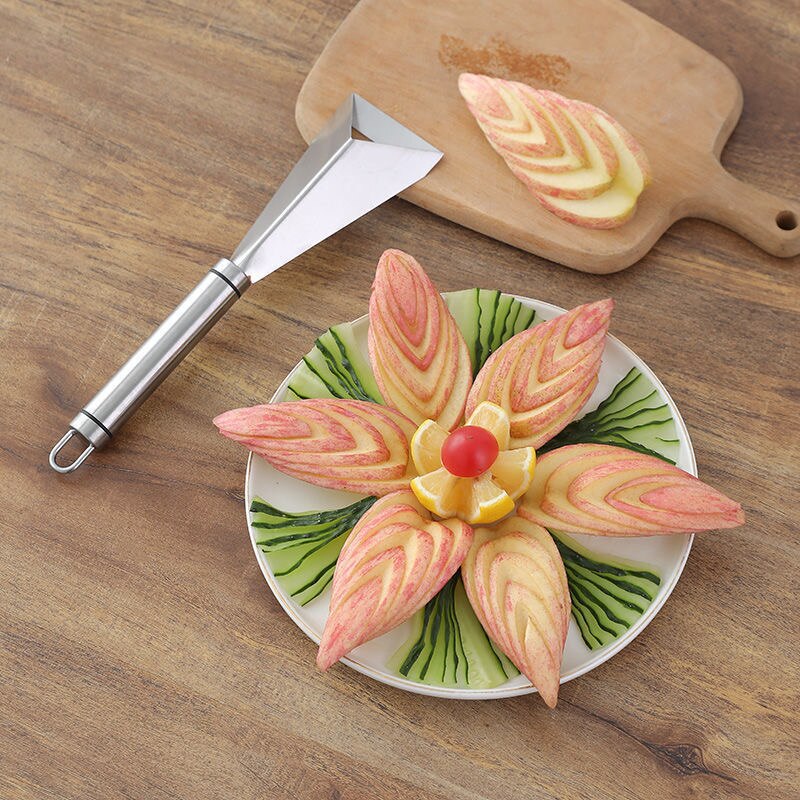 Stainless Steel Triangle Fruit Carving Knife Fruit Platter Artifact Triangle Vegetable Knife Non-slip Carving Blade Kitchen Tool