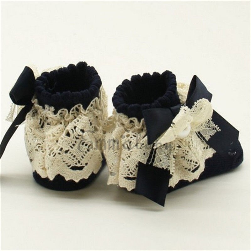 Miúdos bonitos Do Bebê Meninas Lace Ruffle Folhos Ankle Bow Meias Princesa Meias de Algodão Meias Curtas