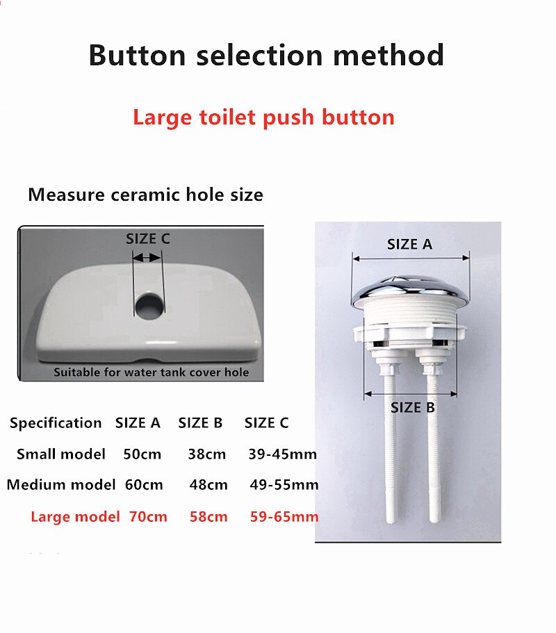 Bathroom Closestool Double Rod Press Push Button Toilet Seats Water Tank FLush Valve Switch Toilet Button 38 48 58mm,FL21014