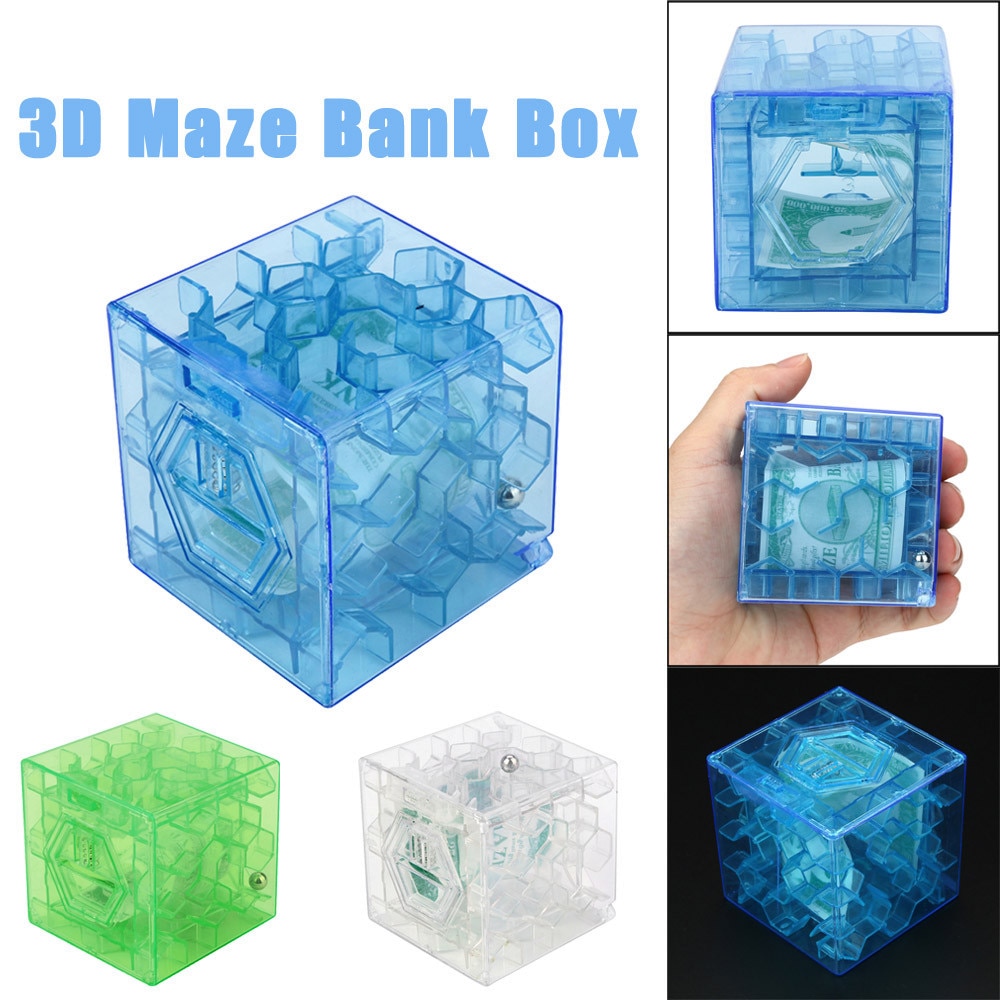 Jaar Doolhof Bal Kinderen Speelgoed 3D Kubus Puzzel Money Maze Bank Saving Coin Collection Case Box plezier Hersenen Spel
