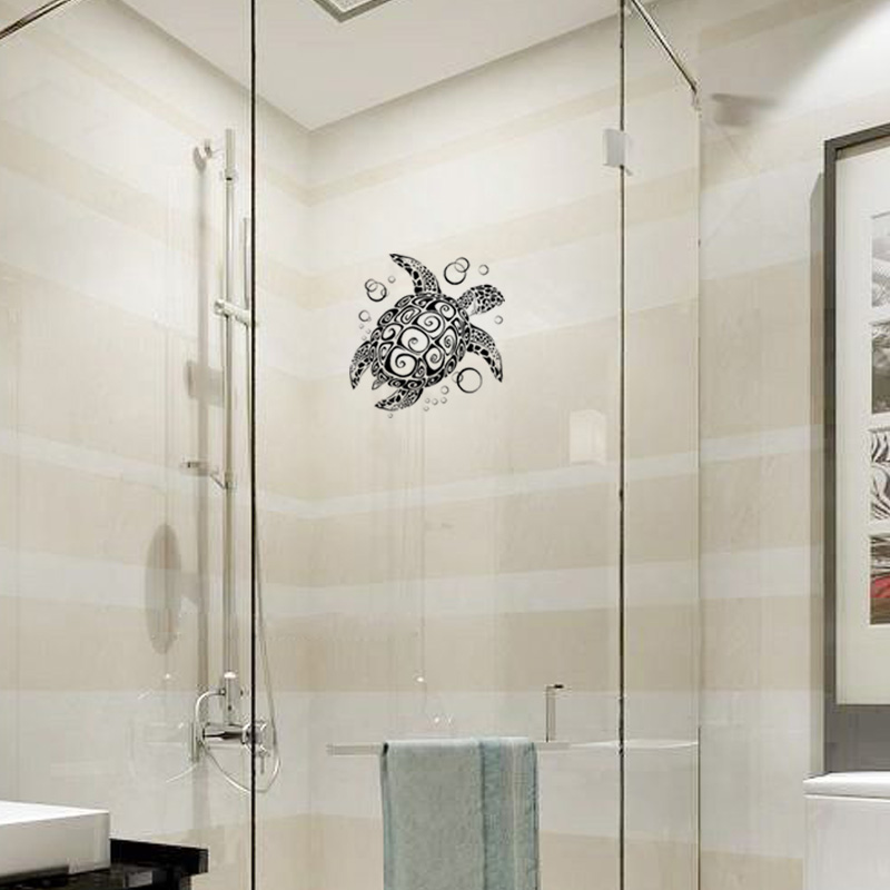 YOJA 30x27.9CM Funny Turtle Home Fecor Wall Sticker Bathroom Shower Glass Decal G2-0159