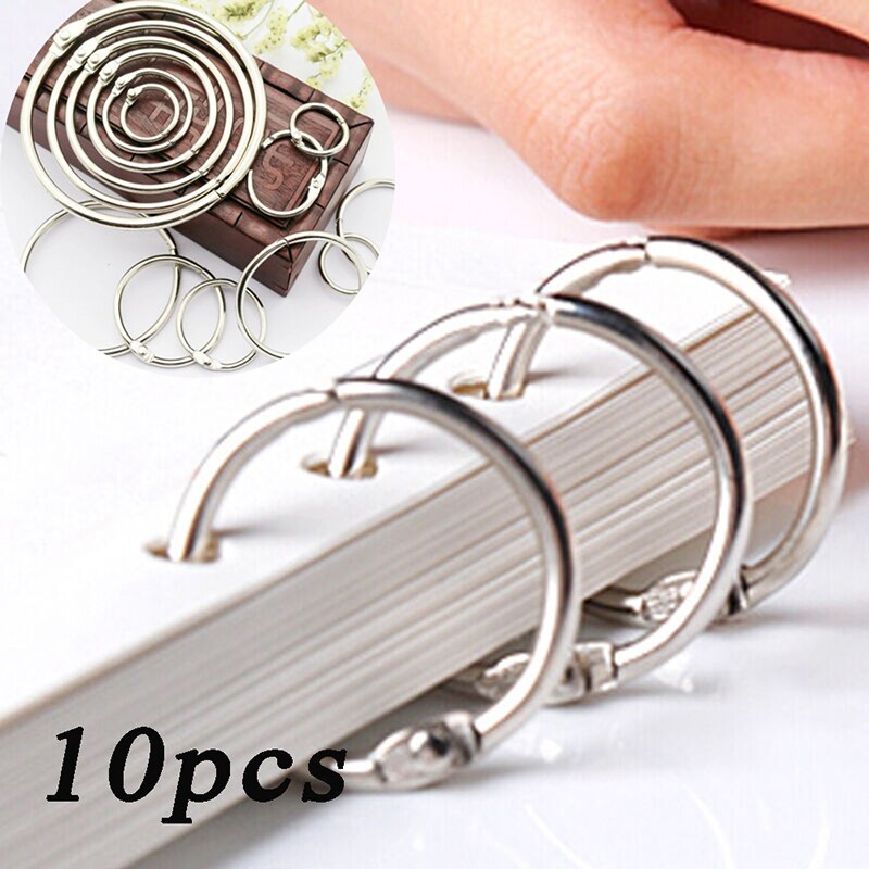 10pcs Metal Binder Ring Loose Leaf Book Binder Hoop Ring Multifunctional Keychain Circle Book Binder Hoop Office Binding Supply