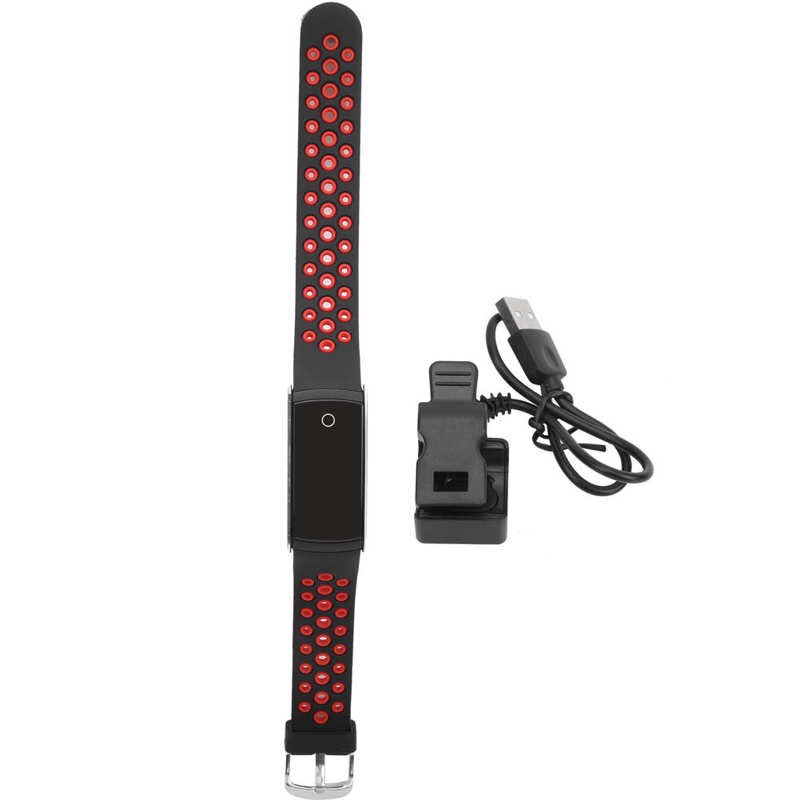 Exercise Bracelet Step Count Sports Watch Waterproof Wireless Headphones for Athlete Male and Female: Black red