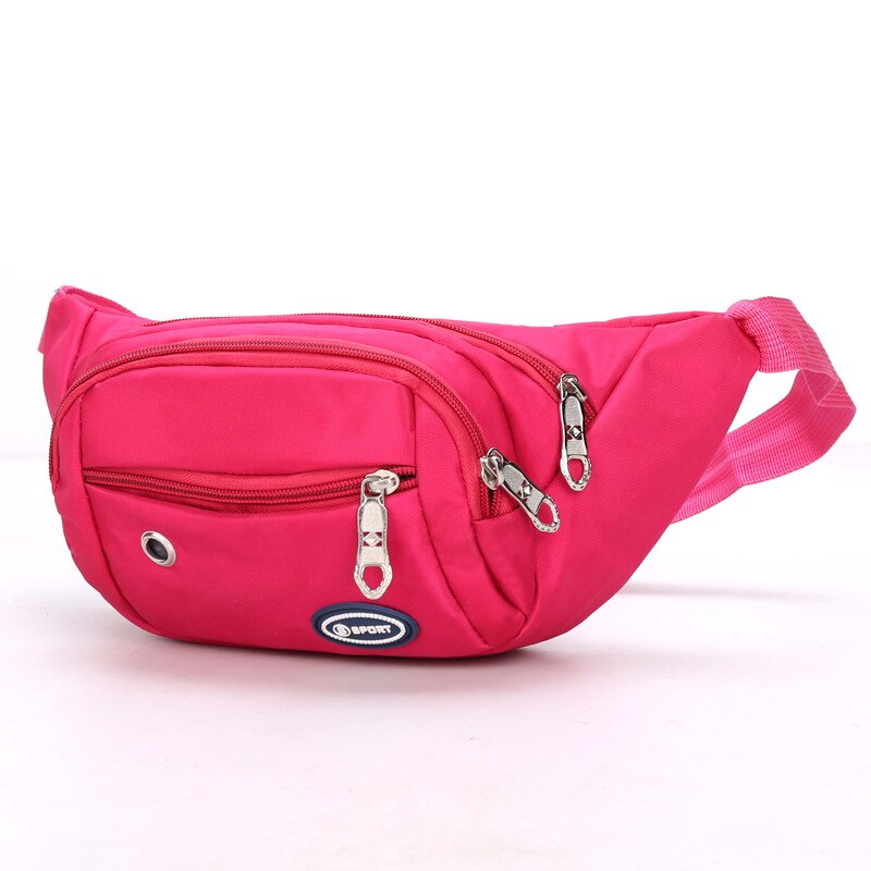 Marsupio da donna con foro per auricolare marsupio Oxford verde Neon fianchi da donna marsupi borse a Banana borse da viaggio Unisex rosa caldo: Hot Pink